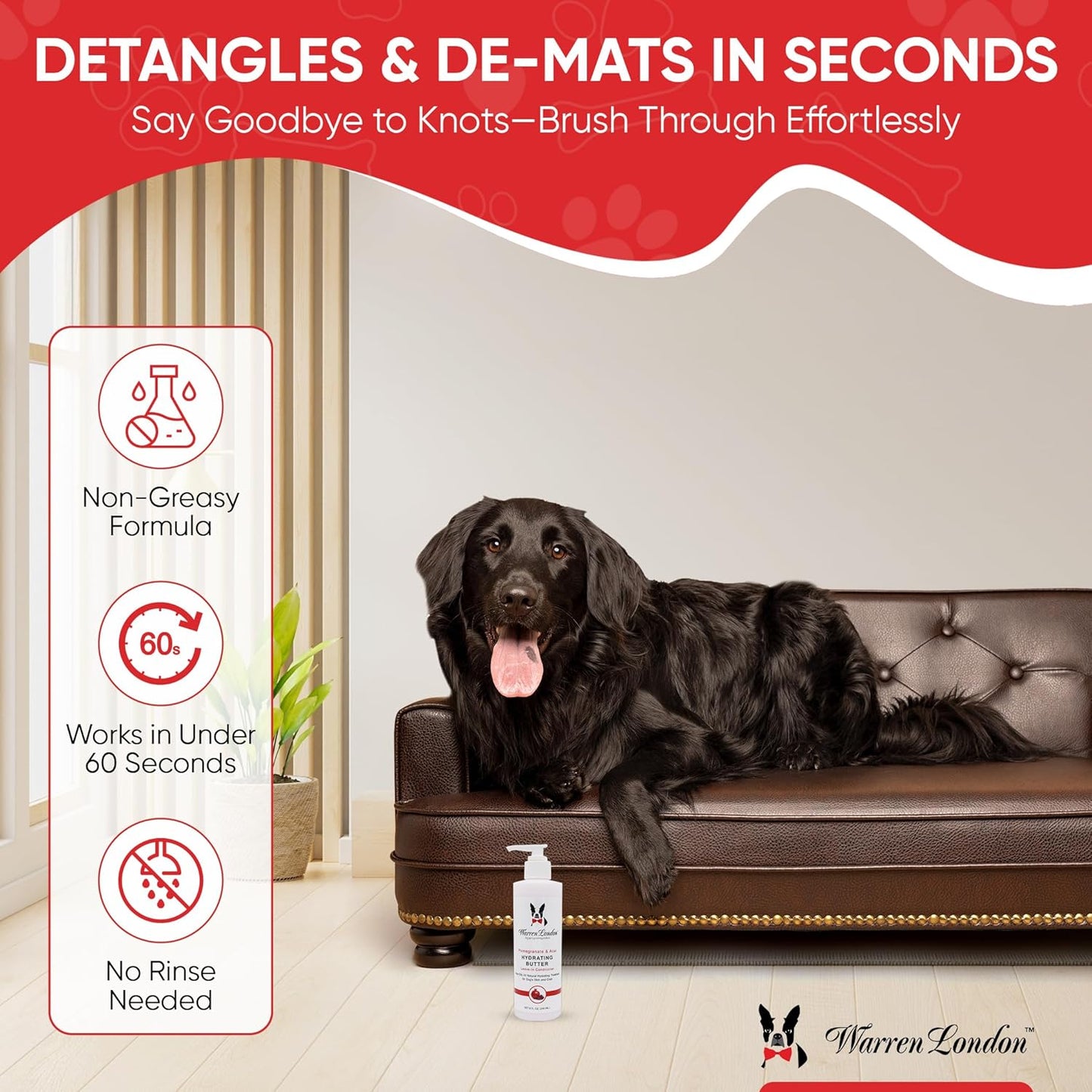 Warren London - Hydrating Butter For Dogs Skin & Coat,8 Oz,Pomegranate & Acai