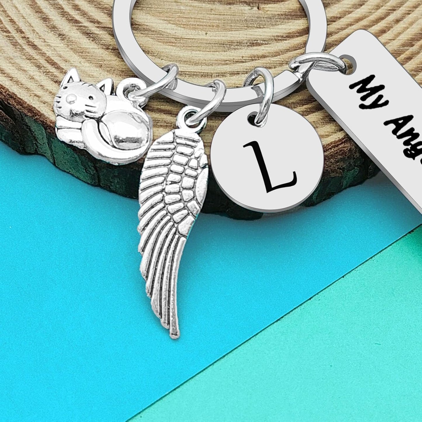 Dabihu Loss of Cat Memorial Keychain Initial Charm Jewelry Sympathy Gifts for Pet Loss in Memory of Cat Gifts for Cat Lovers