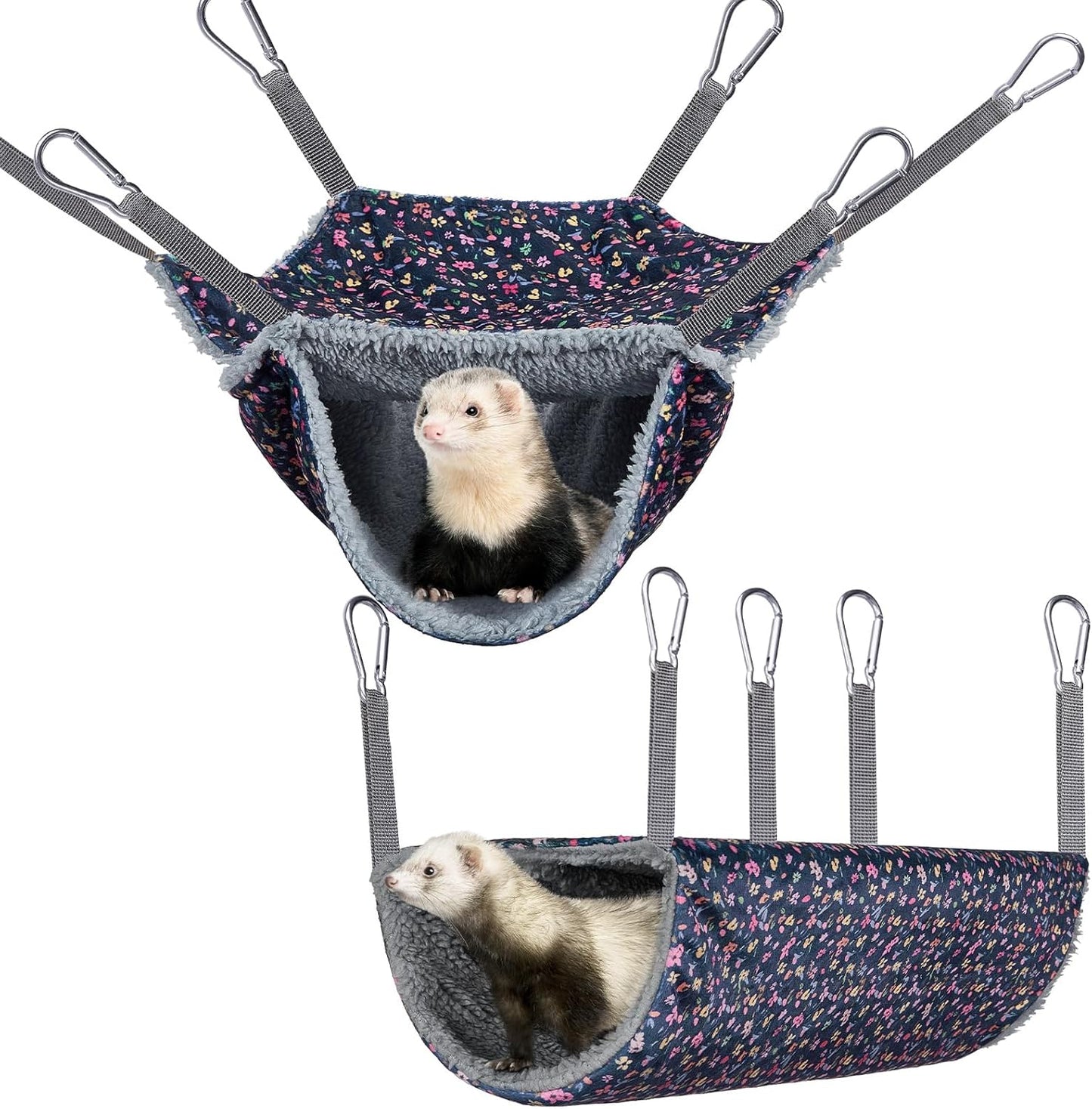 Bienbee 2 Pcs Ferret Rat Hammock Set for Cage Washable Guinea Pig Hideout Bed Soft Small Animal Hammock Tunnel Toys Ferret Cage Accessories for Hedgehog Sugar Glider Squirrel Hamster