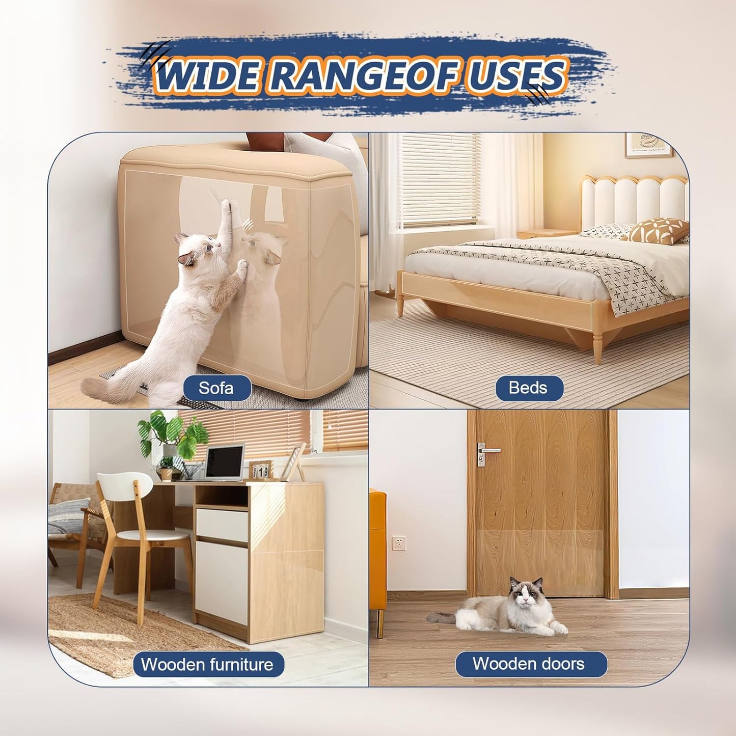 Eunice Cat Scratch Furniture Protectort, 16x12in-30 Pack Couch Protector from Cat Claws,Self-Adhesive Tape for Furniture - Easy to Remove Anti Scratch Protector