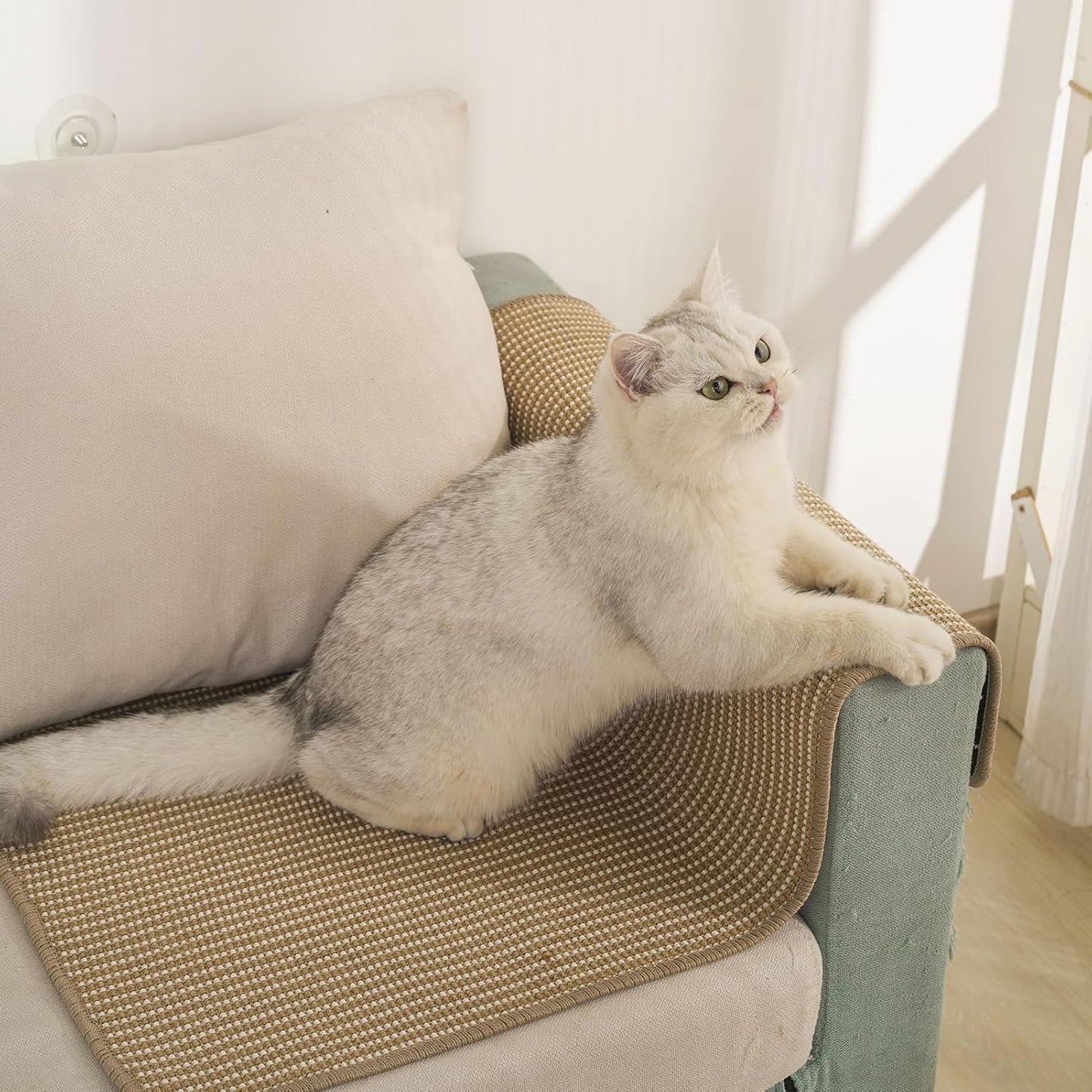 Cat Scratch Furniture Protector [36 x 24 Inch] FOOPOMARY Scratching Pad with Soft Cotton and Natural Sisal Blend for Indoor Cats, Protects Couch and Furniture from Scratching