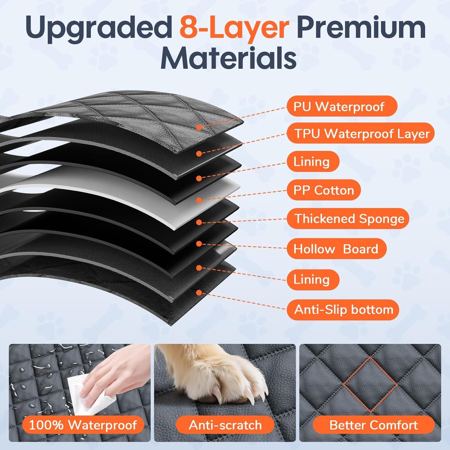 Dog Car Seat for Large Dogs - Hard Bottom Back Seat Extender for Dogs - Waterproof Non-Slip Pet Carseat for Medium Sized - Dog Hammock for Car SUV Truck