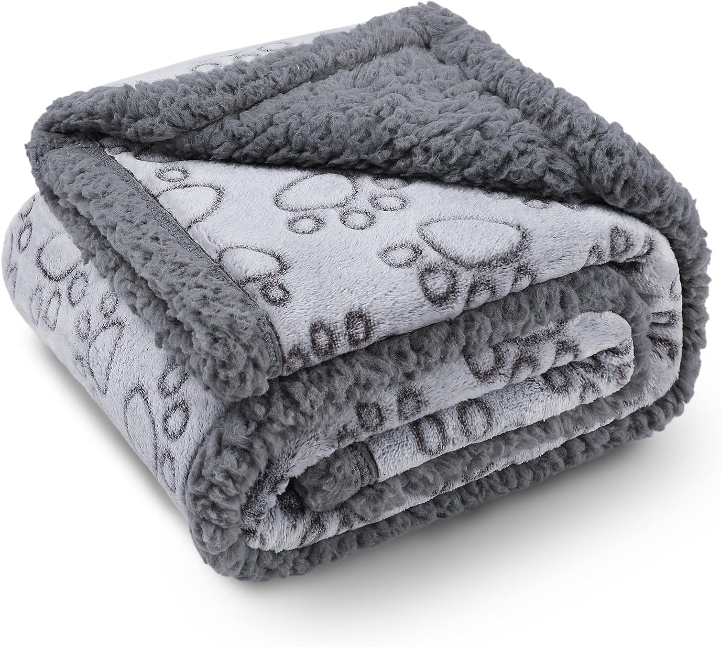 Luciphia Waterproof Pet Blankets for Couch Sofa Bed Cover Liquid Pee Proof Washable Soft Fluffy Large Dog Blanket Reversible Furniture Protection Paw Grey Medium（57" x 40"）
