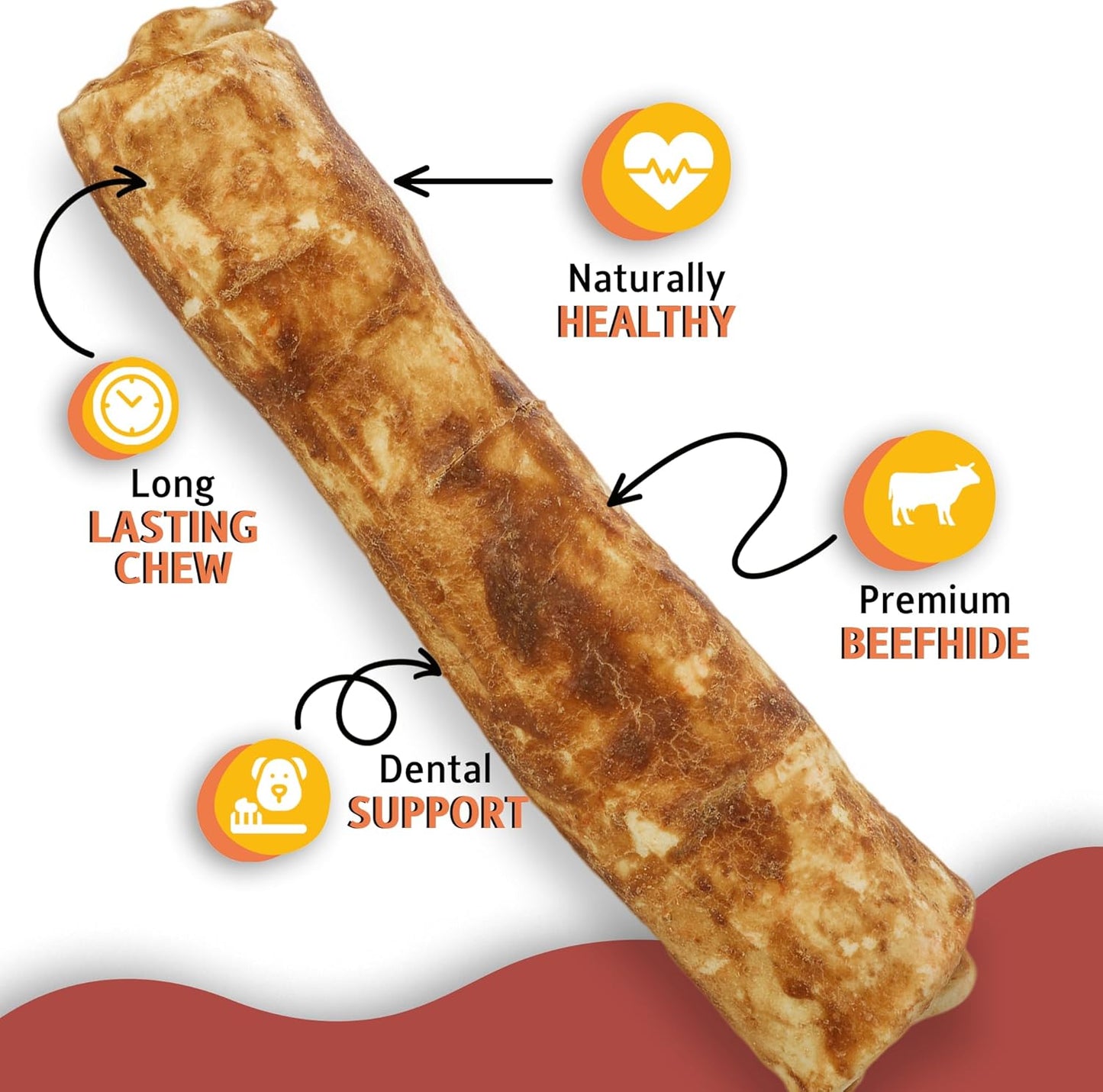 Canine Chews 10-11" Chicken-Coated MEGA Retriever Rolls (10 Pack) Natural Rawhide for Big Dogs - Long-Lasting Dog Chew Treats for Aggressive Chewers - Odor-Free - Extra-Large