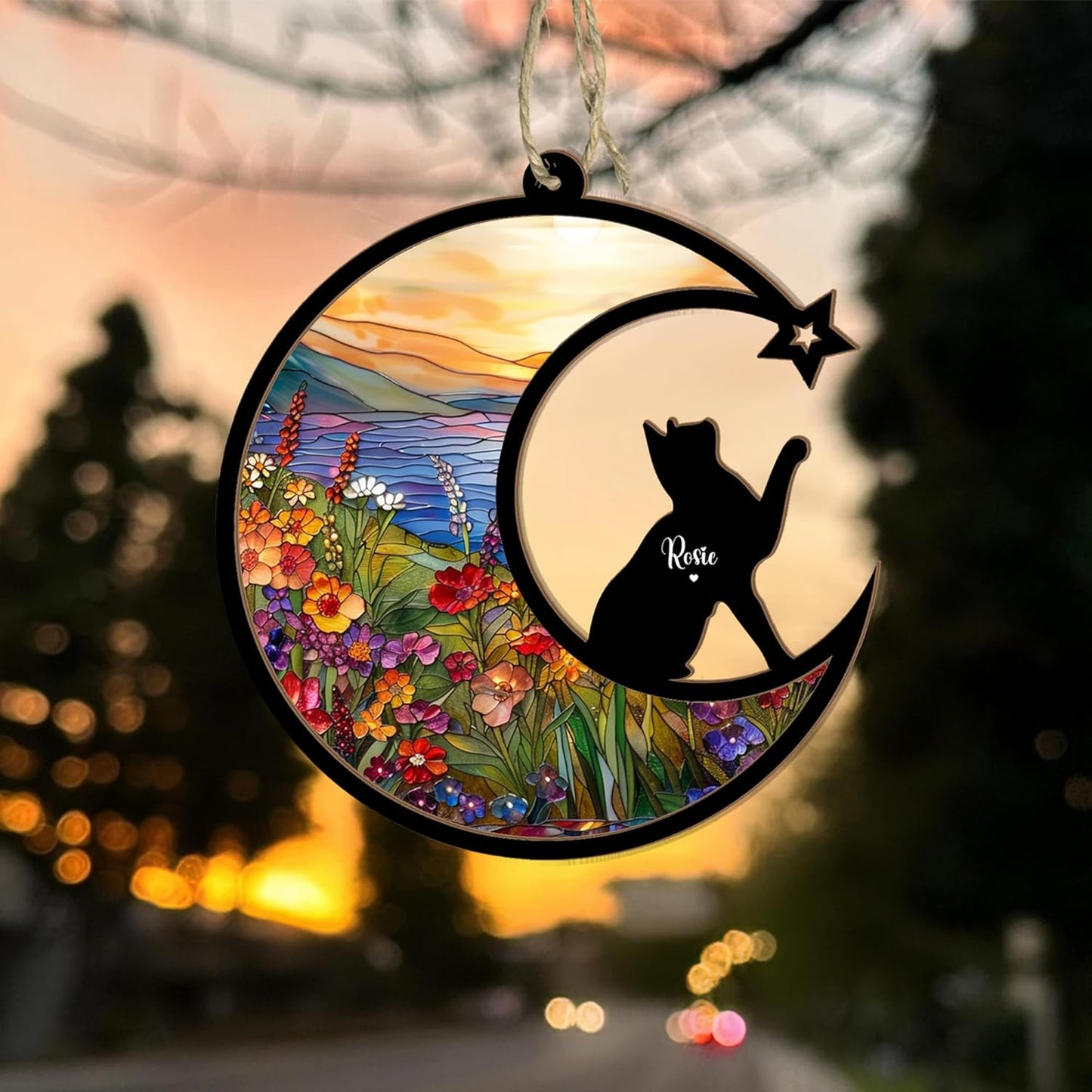 Personalized Pet Memorial Suncatcher – Custom Dog Cat Suncatcher with Name and Breed for Up to 3 Pets, Sympathy Gift for Pet Loss, Memorial Gift for Dog and Cat Lovers