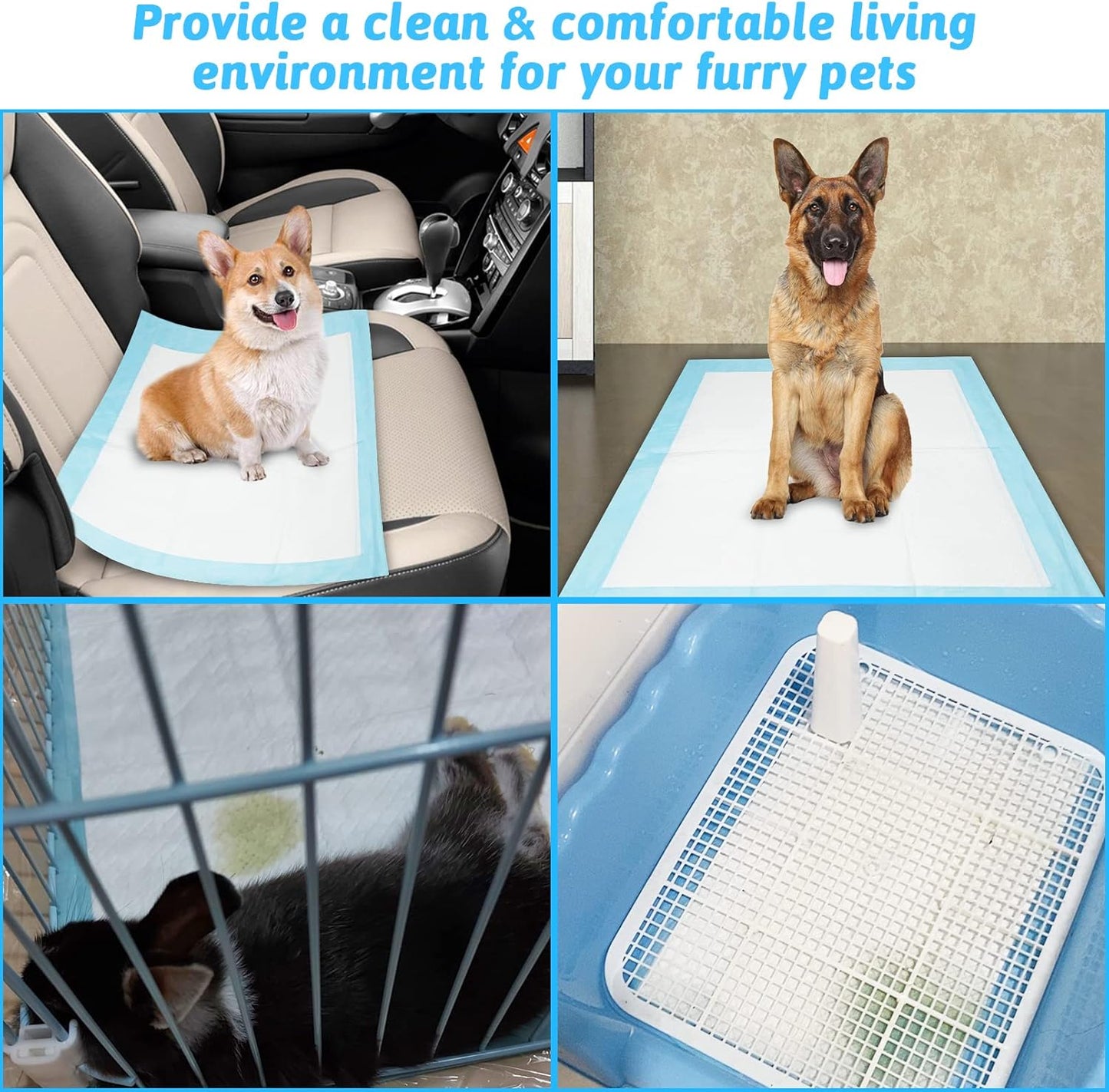 Fhiny Rabbit Pee Pads, 18" x 24" 50 PCS Guinea Pig Disposable Cage Liner Leak-Proof Super Absorbent Potty Training Pad with Quick-Dry Surface for Bunny Cat Puppy or Other Small Animals