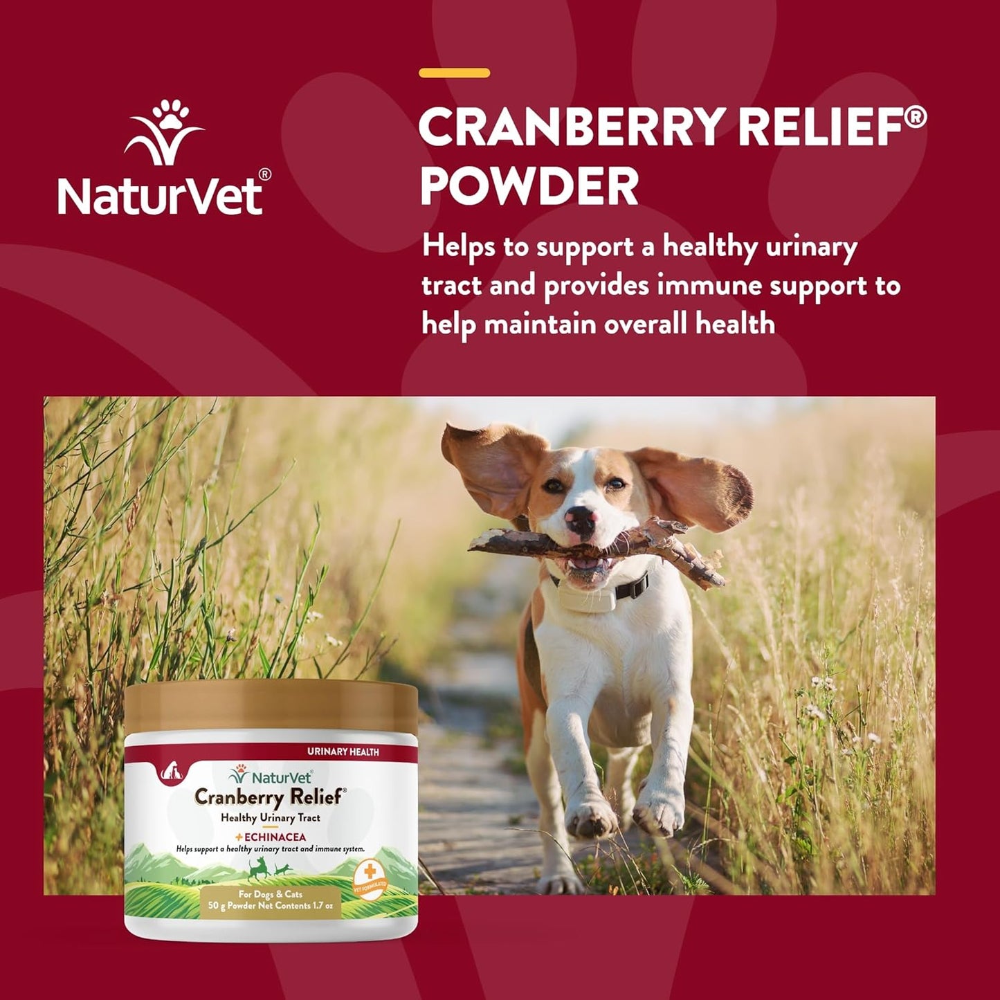 NaturVet – Cranberry Relief Plus Echinacea | Helps Support a Healthy Urinary Tract & Immune System (50g Powder)