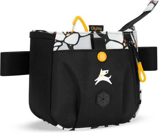 OllyDog Backcountry Day Bag | Hands-Free Dog Training Treat Pouch | Fanny/Hip Pack with Zipper Closure & Built-in Poop Bag Dispenser | Removable Waist Clip (Magnolia)