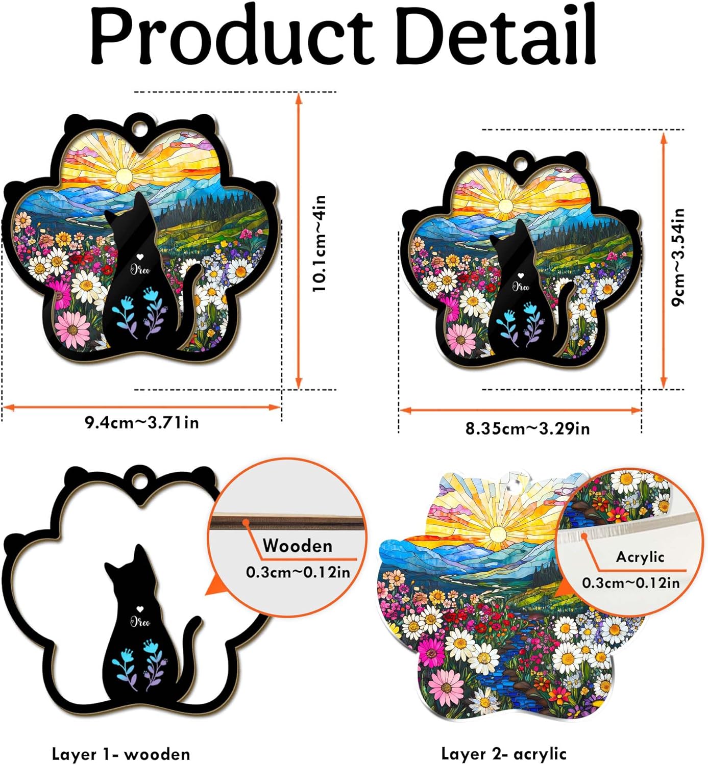 Personalized Pet Memorial Suncatcher – Custom Cat Silhouette with Name & Multiple Background Options, Sympathy Gift for Pet Loss, Pet Memorial Keepsake for Cat Lovers