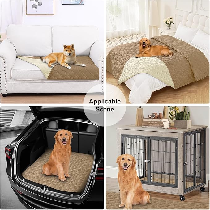 Smiry Waterproof Dog Blanket, 30x70 Inch Soft Pet Bed Cover Reversible, Washable Sofa Couch Furniture Protector for Small Medium Large Dog Puppy Cat, Camel/Beige