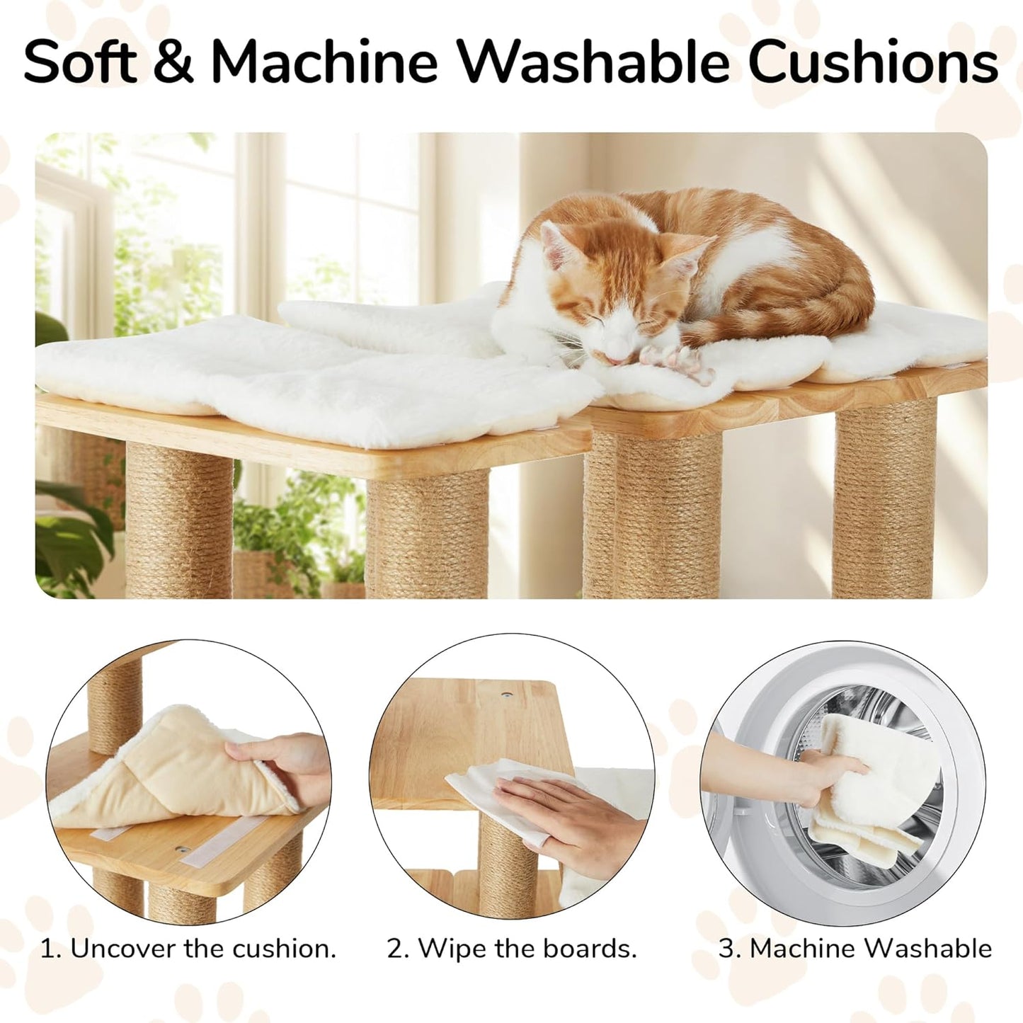 FUKUMARU Dog Stairs, Solid Wood Pet Stairs with Cat Scratching Post, Transformable Cat Ramp Can Hold Up to 200 lbs, 20 Inch Pet Steps for Dogs and Cats to Climb High Bed and Couch, Over 6 Combinations