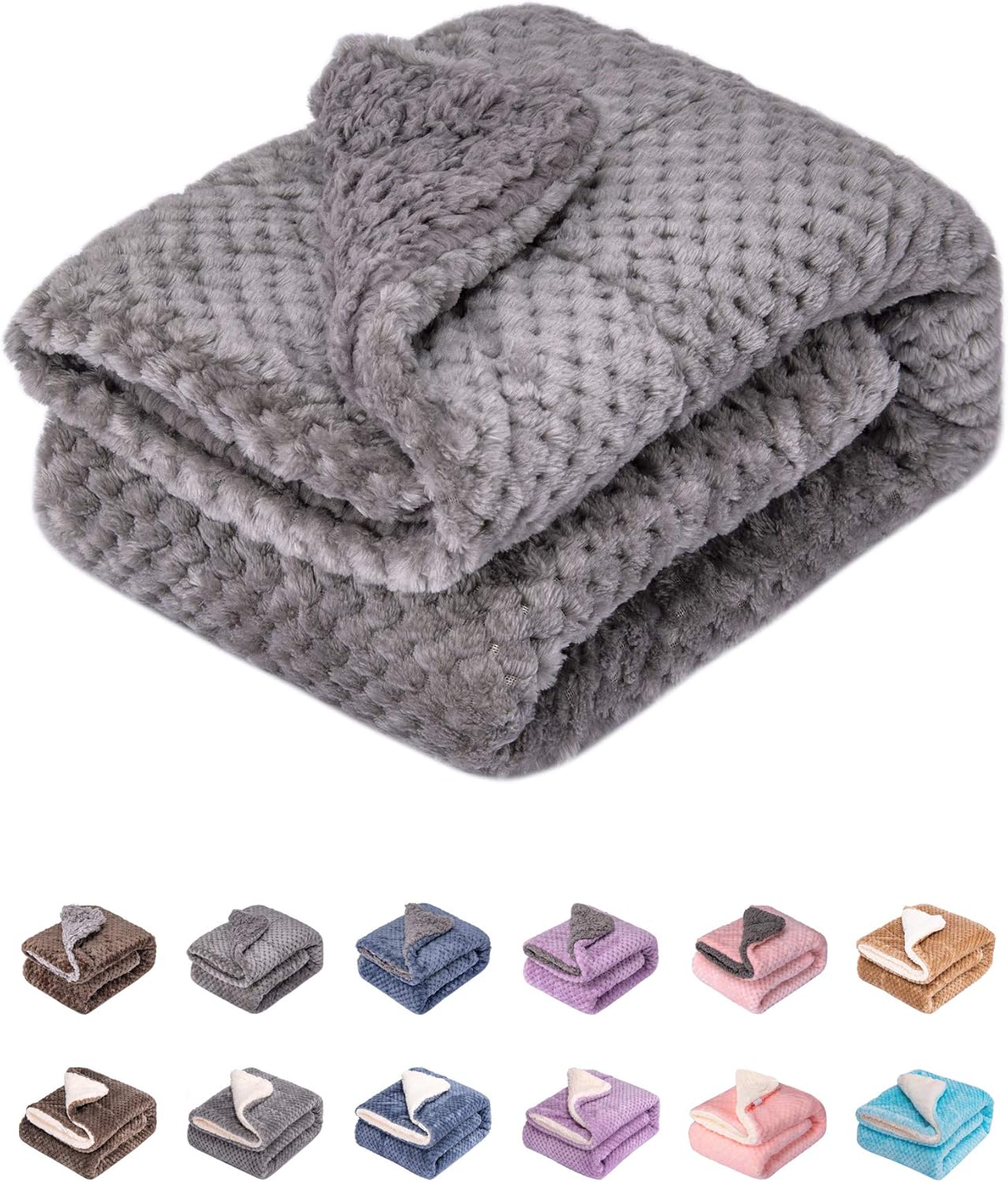 Fuzzy Dog Blanket or Cat Blanket or Pet Blanket, Warm and Soft, Plush Fleece Receiving Blankets for Dog Bed and Cat Bed, Couch, Sofa, Travel and Outdoor, Camping (Blanket (24" x 32"), DG-Flint Gray)
