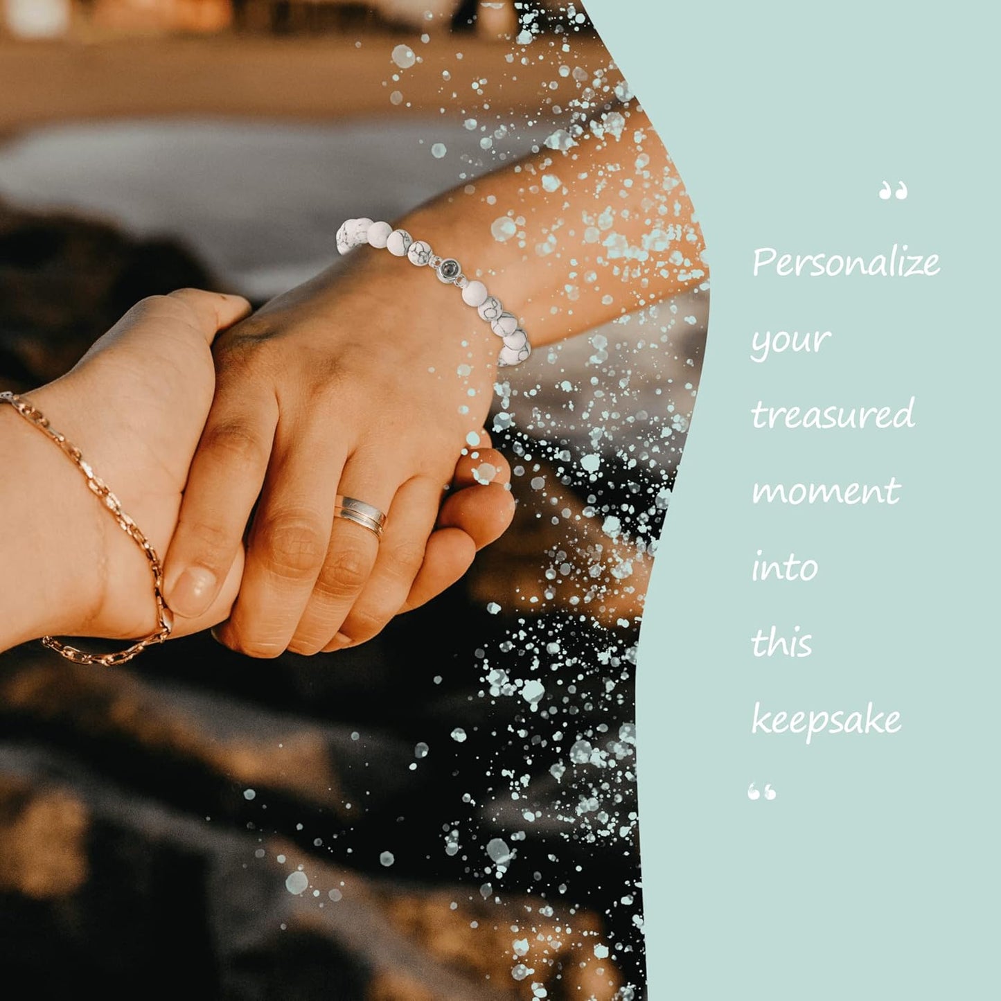 EMIRISTIC Custom Photo Bracelet - Personalized Picture Natural Stone Cuban Chain Bracelet - Any Special Day Gifts