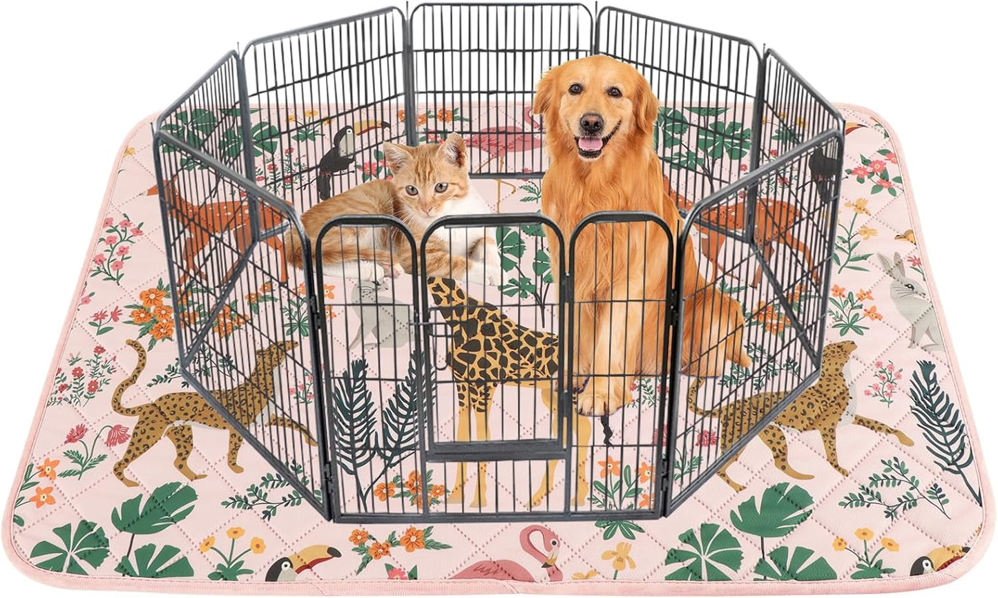 IEUUMLER Washable Pee Pads for Dogs, 1 Pack Forest Pattern Reusable Waterproof Puppy Pads, Non-Slip Super Absorbent Dog Training Pad for Playpen Crate Bed EU013 Pink Jungle, 63x63