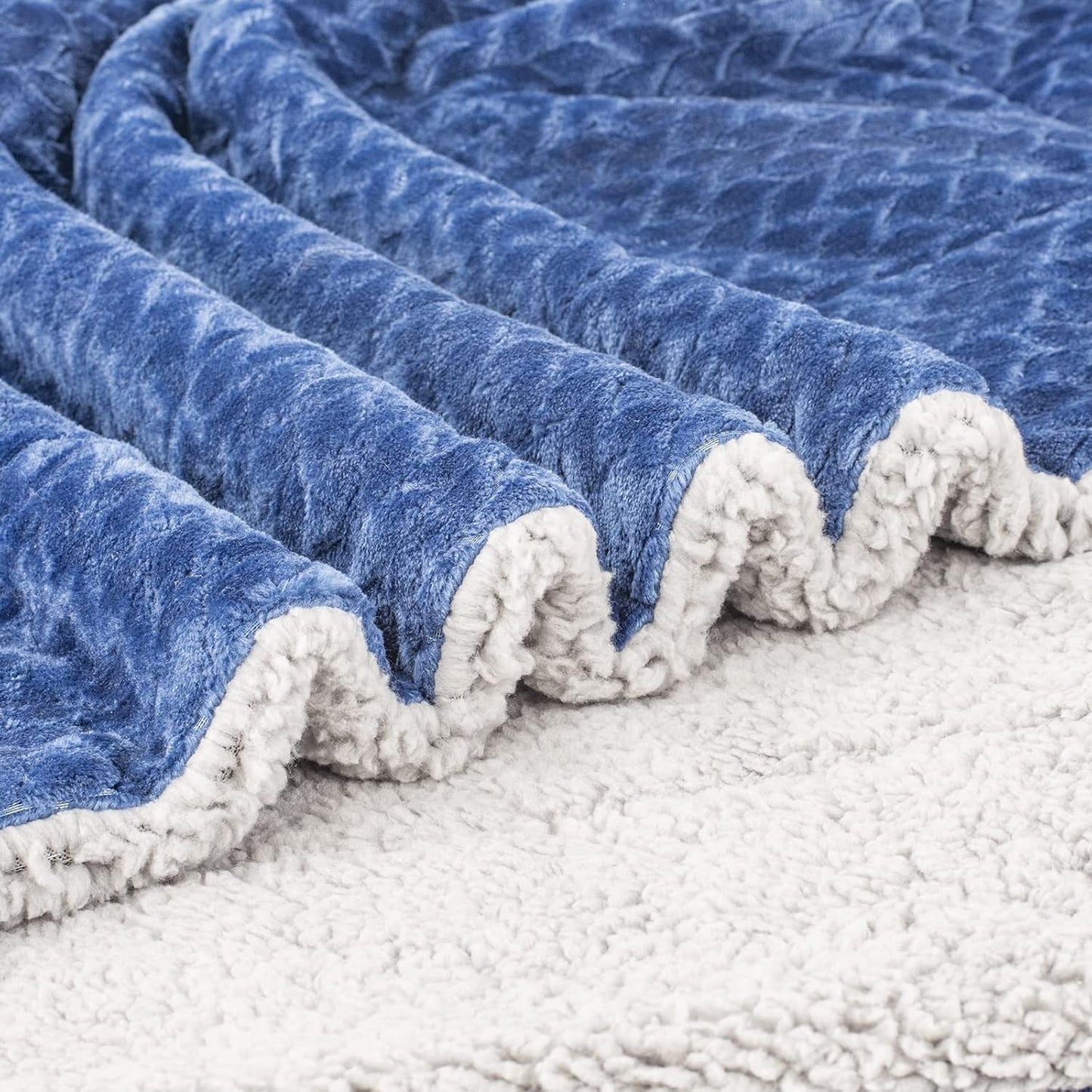 Fuzzy Blanket or Fluffy Blanket for Baby Girl or boy, Soft Warm Cozy Coral Fleece Toddler, Infant or Newborn Receiving Blanket for Crib, Stroller, Travel, Outdoor, Decorative (40" x 48", MD-Dark Blue)