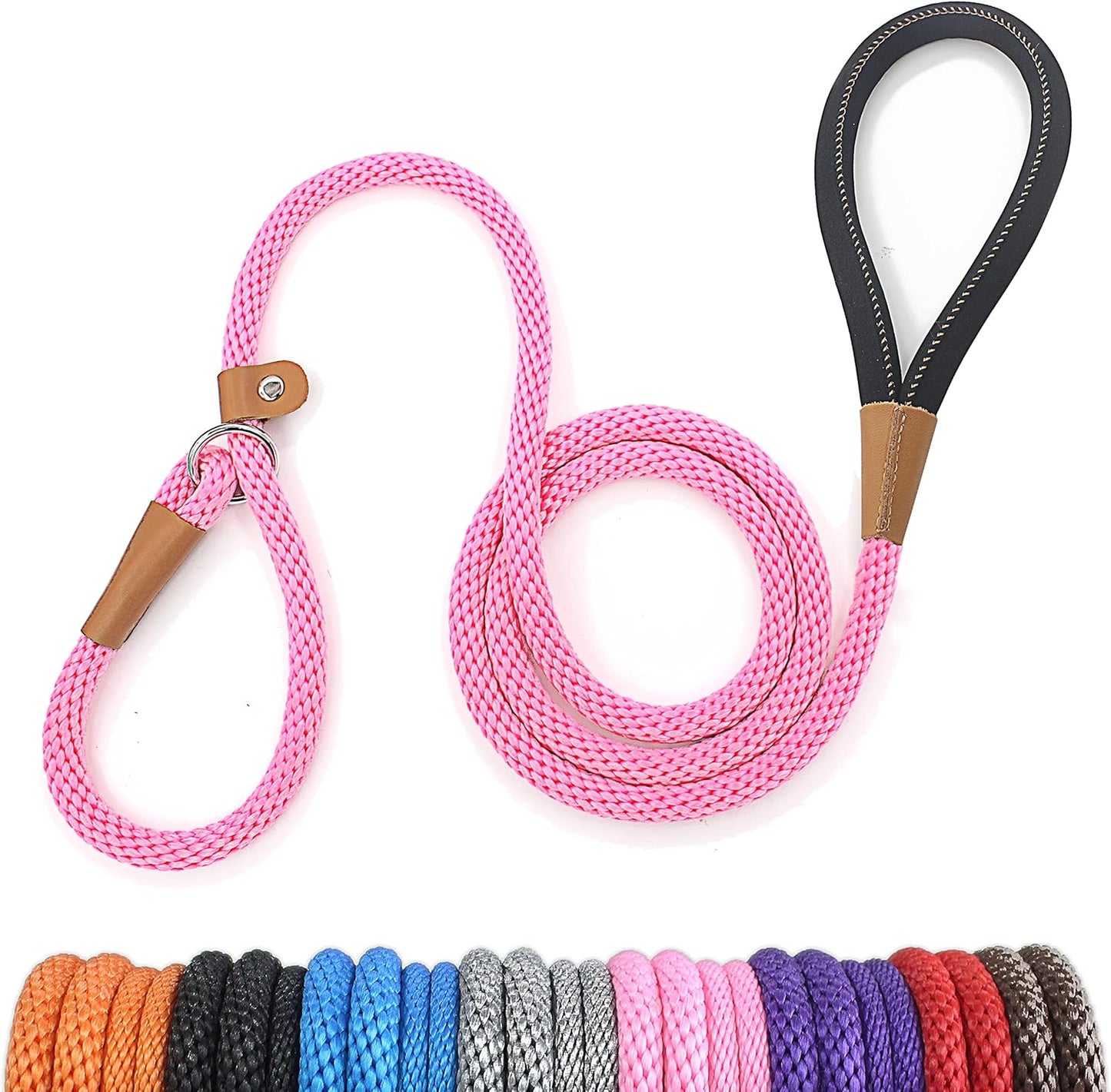 lynxking 6 FT Dog Leash Slip Lead 2 Pack Strong Heavy Duty Braided Dog Training Leash No Pull Training Lead Leashes for Medium Large and Small Dogs