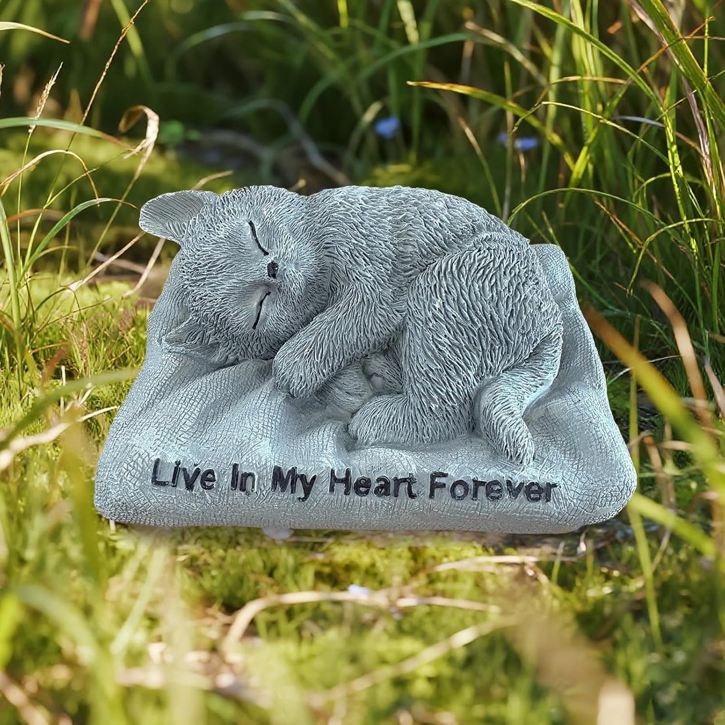Cat Memorial Stones Grave Markers Outdoor Tribute Statue-Pet Cat Memorial Figurine Sympathy Gifts Garden Stone (Sleeping Angel cat)