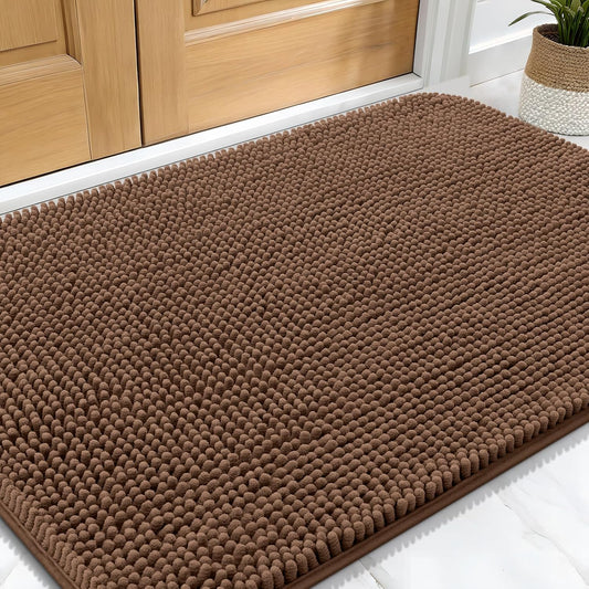 OLANLY Dog Door Mat for Muddy Paws 30x20, Absorbs Moisture and Dirt, Absorbent Non-Slip Washable Doormat, Quick Dry Chenille Mud Mat for Dogs, Entry Indoor Entryway Carpet for Inside Floor, Mocha