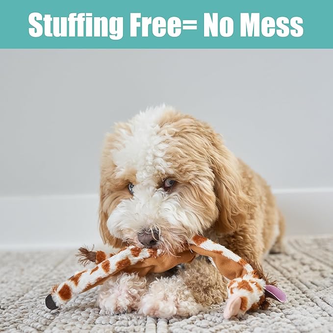 SPOT Skinneeez Giraffe 14 Inch Stuffing-Free Plush Squeaky Dog Toy – Soft Interactive Chew Toy for Small and Medium Dogs – Mess-Free Play for Light & Moderate Chewers