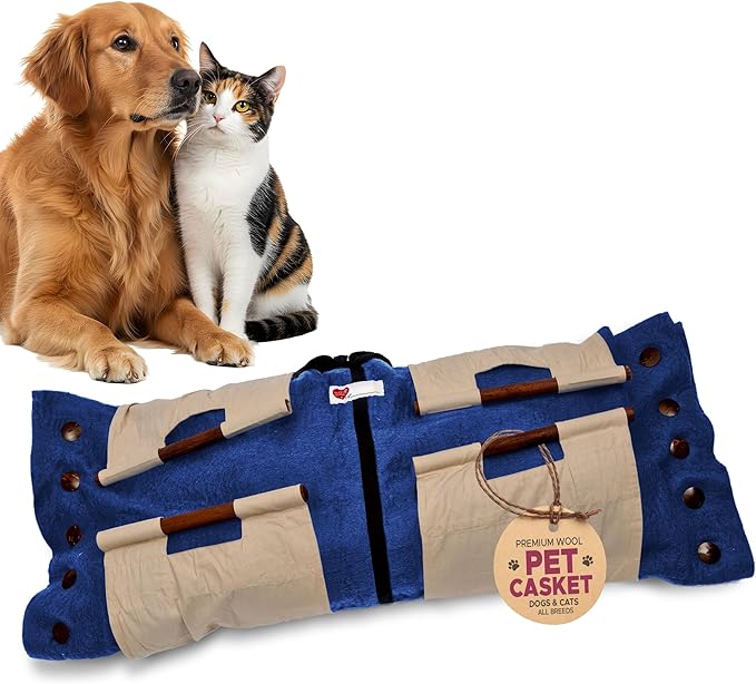 Cocoon® - Eco-Friendly Pet Burial & Cremation Ceremony Kit (Premium Wool) - Casket for Dogs and Cats (Choose Size & Color) (XL, Indigo)