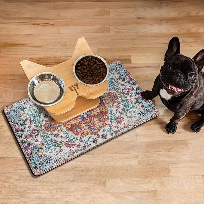 Pet Feeding Mat for Floors Waterproof Dog Mat for Food and Water Absorbent Quick Dry Non Slip mat for Cat Bowls