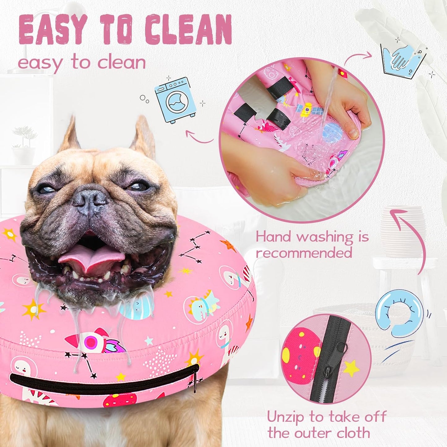 Inflatable Dog Cone Collar for After Surgery, Dog Donut Collar After Surgery, Soft Pet Cone for Small Medium Large Dogs to Stop Licking