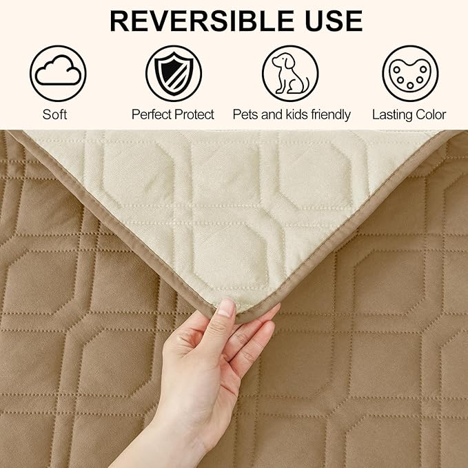 Smiry Waterproof Dog Blanket, 68x82 Inch Soft Pet Bed Cover Reversible, Washable Sofa Couch Furniture Protector for Small Medium Large Dog Puppy Cat, Camel/Beige