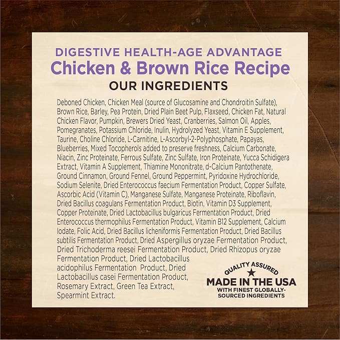 Wellness CORE Digestive Health Senior Dry Dog Food, Wholesome Grains, Natural, Recipe for Dogs with Sensitive Stomachs, Age Advantage Chicken & Brown Rice, (24-Pound Bag)