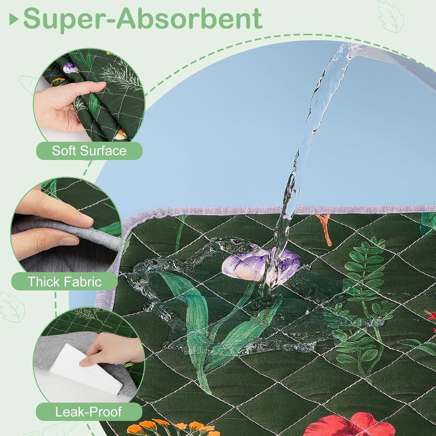 Bienbee Guinea Pig Bedding, 2 Pack 12" x 12" Reusable Guinea Pig Cage Liner Waterproof and Absorbent Small Animal Bedding Washable Guinea Pig Pee Pads for Small Pet Hamster Rabbit Squirrel, Green