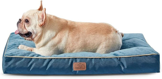 Bedsure Washable Dog Bed Medium Size Dog - 3 Inch Thicken Up to 45lbs Pet Mat Pillows with Removable Washable Cover, Blue