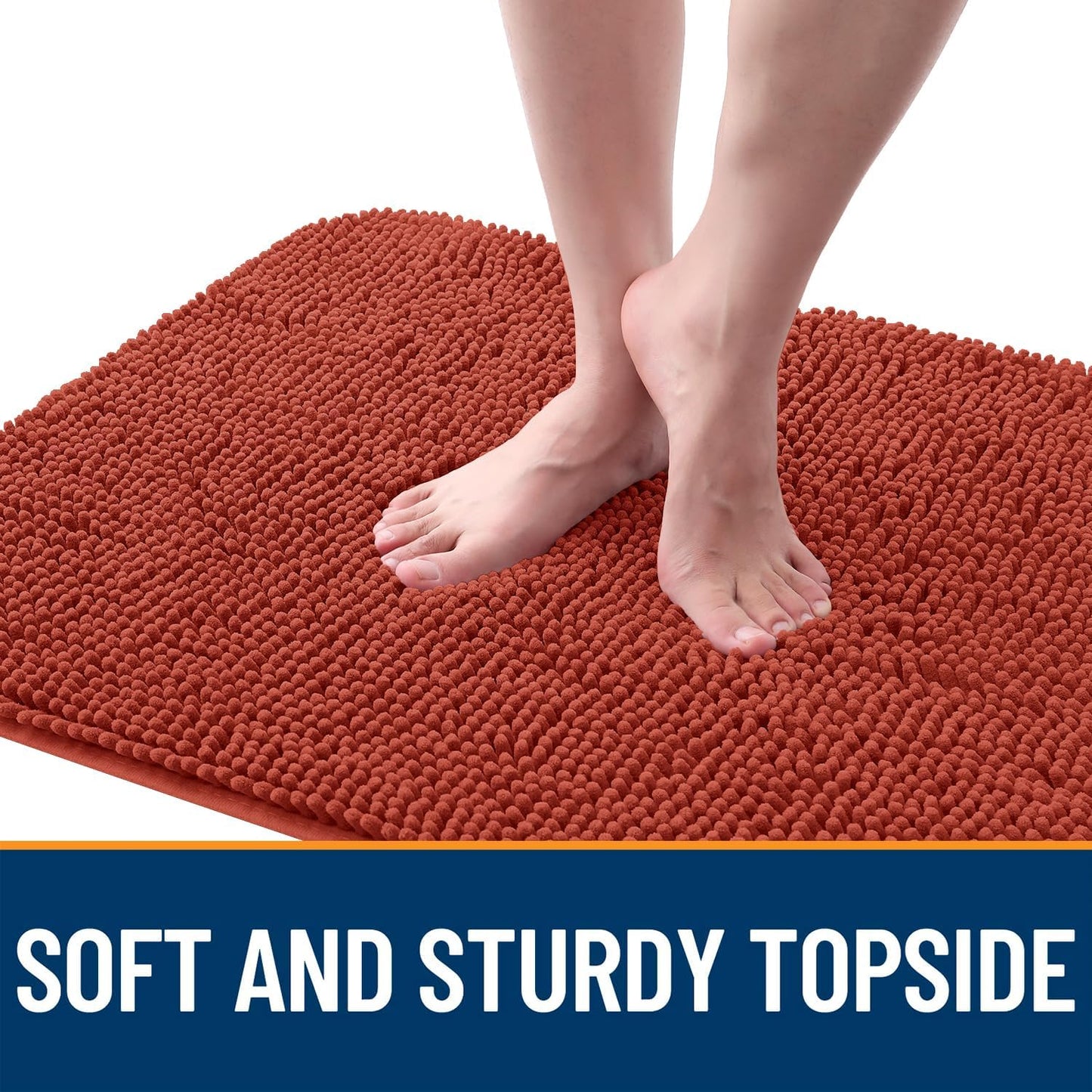 OLANLY Dog Door Mat for Muddy Paws 44x24, Absorbs Moisture and Dirt, Absorbent Non-Slip Washable Doormat, Quick Dry Chenille Mud Mat for Dogs, Entry Indoor Entryway Carpet for Inside Floor, Maple Red