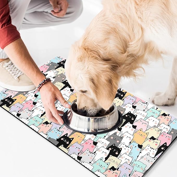 Pet Feeding Mat for Floors Waterproof Dog Mat for Food and Water Absorbent Quick Dry Non Slip mat for Cat Bowls