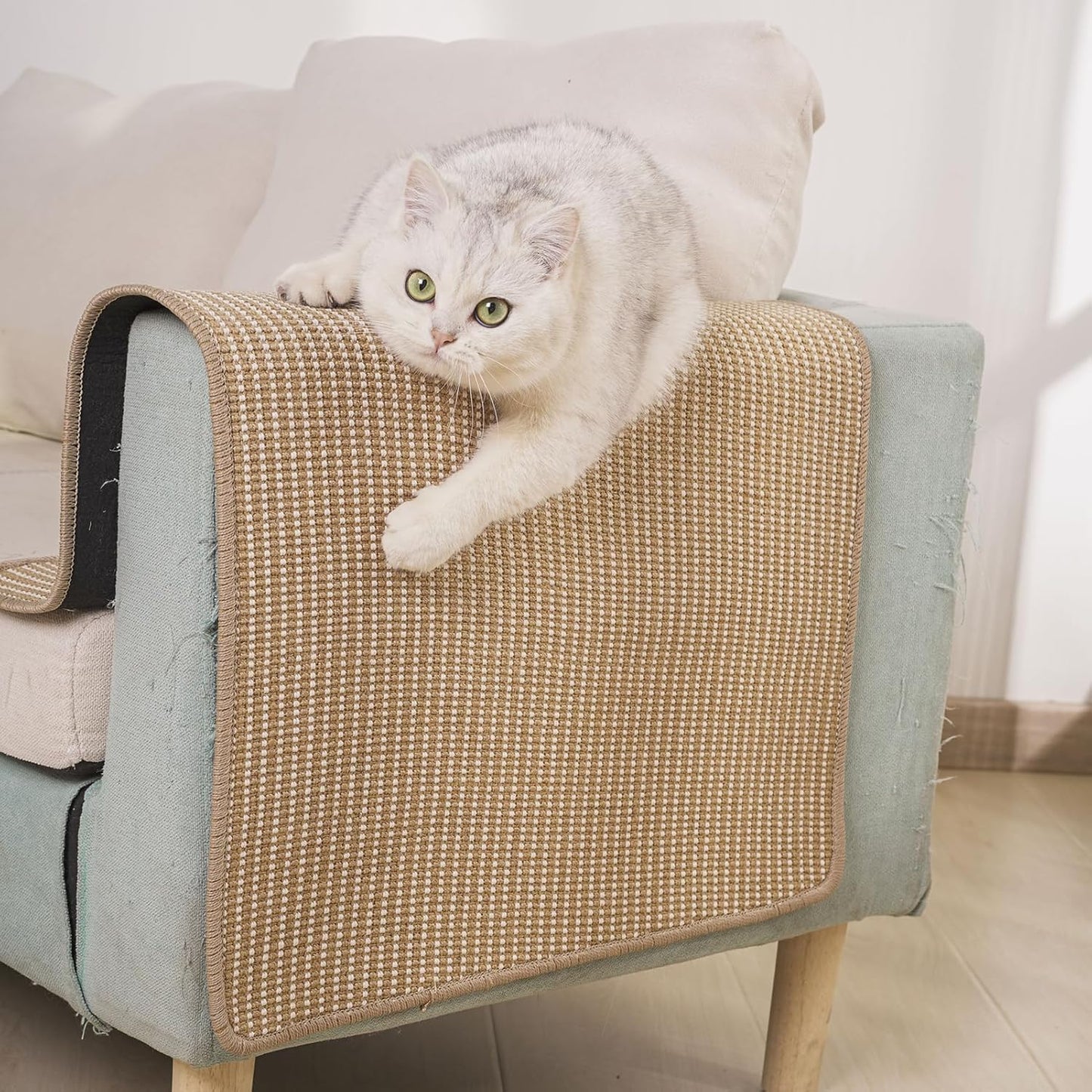 Cat Scratch Furniture Protector [36 x 24 Inch] FOOPOMARY Scratching Pad with Soft Cotton and Natural Sisal Blend for Indoor Cats, Protects Couch and Furniture from Scratching