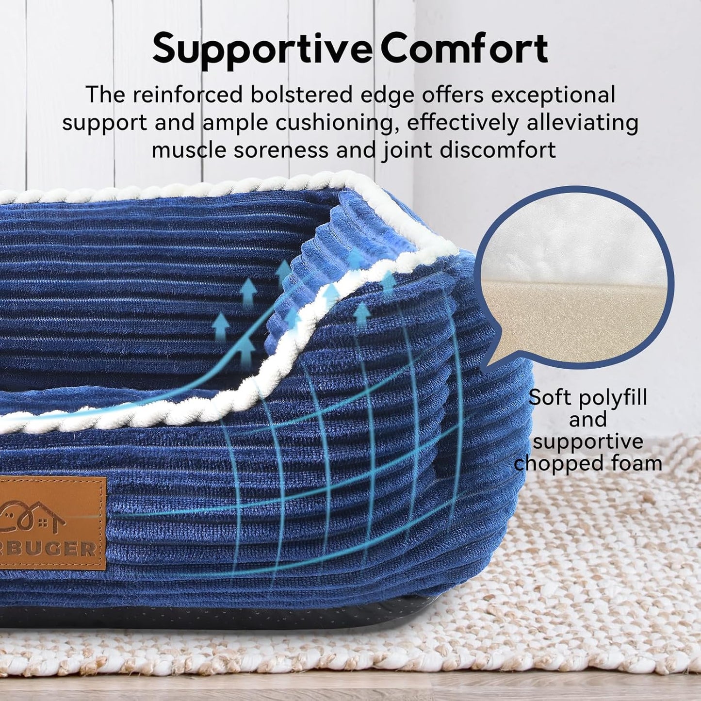 Orthopedic Dog Bed for Large Dogs,Dog Sofa Beds Supportive Foam Pet Couch Bed with Removable Washable Mat and Nonskid Bottom (Large, Blue)