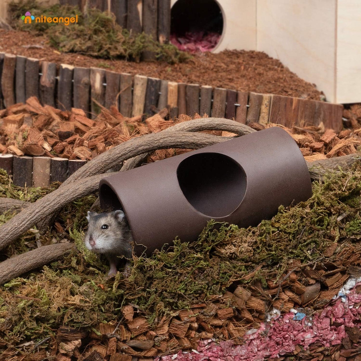 Niteangel Ceramic Hamster Tunnel & Tubes Hideout: for Dwarf Robo Syrian Hamsters Mice Rats or Other Small Animals (Tunnel - Small)