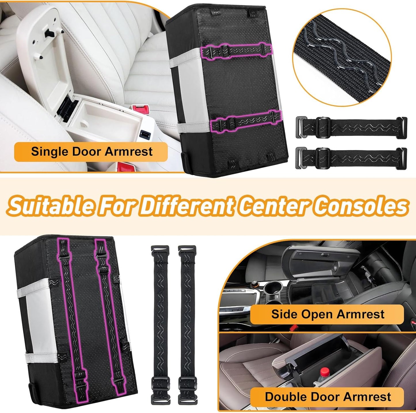 Portable Dog Car Seat for Small Dogs - Pet Booster Seat with Safety Leash, Adjustable Straps, Washable Cushion & Storage Pocket - Center Console Puppy Car Seat for Travel - Black