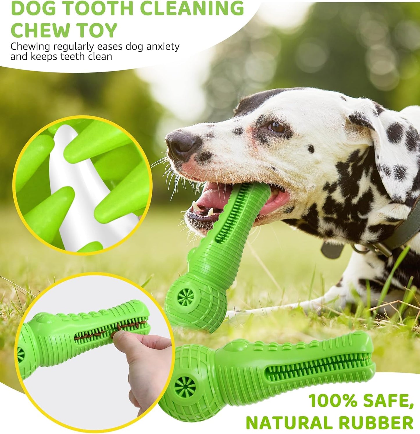Dog Chew Toy for Aggressive Chewers, Durable Natural Rubber Squeaky Alligator Interactive Dog Toy, Long-Lasting Dental Care Tooth Cleaning for Medium Large Dogs and Teething Puppies (Green)