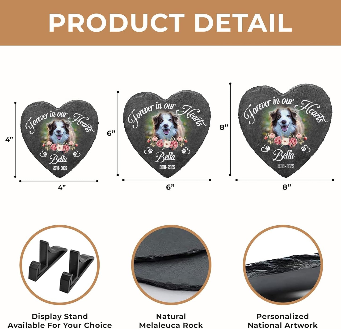 Custom Pet Stone Memorial Dog Memorial Plaque with Photo | Customized Headstone in Loving Memory Pets for Pets Lovers | Pet Memory Stone for Dog Sympathy Gifts Personalized Gifts for Dogs