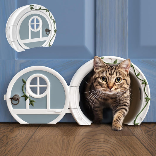Gnome® Door Cat Door for Interior Doors - Stylish & Functional with No Flap, Lockable, and Easy Installation, Spacious Large Kitty Door for Cats Up to 20 lbs, Private and Comfortable Pet Door