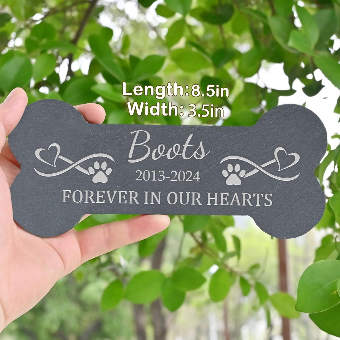 Pet Memorial Gift, Pet Memorial Stone, Dog Memorial Gifts for Loss of Dog, Pet Loss Sympathy Gift, Pet Remembrance Gifts, in Memory of Dog Cat - Forever in Our Hearts Bone
