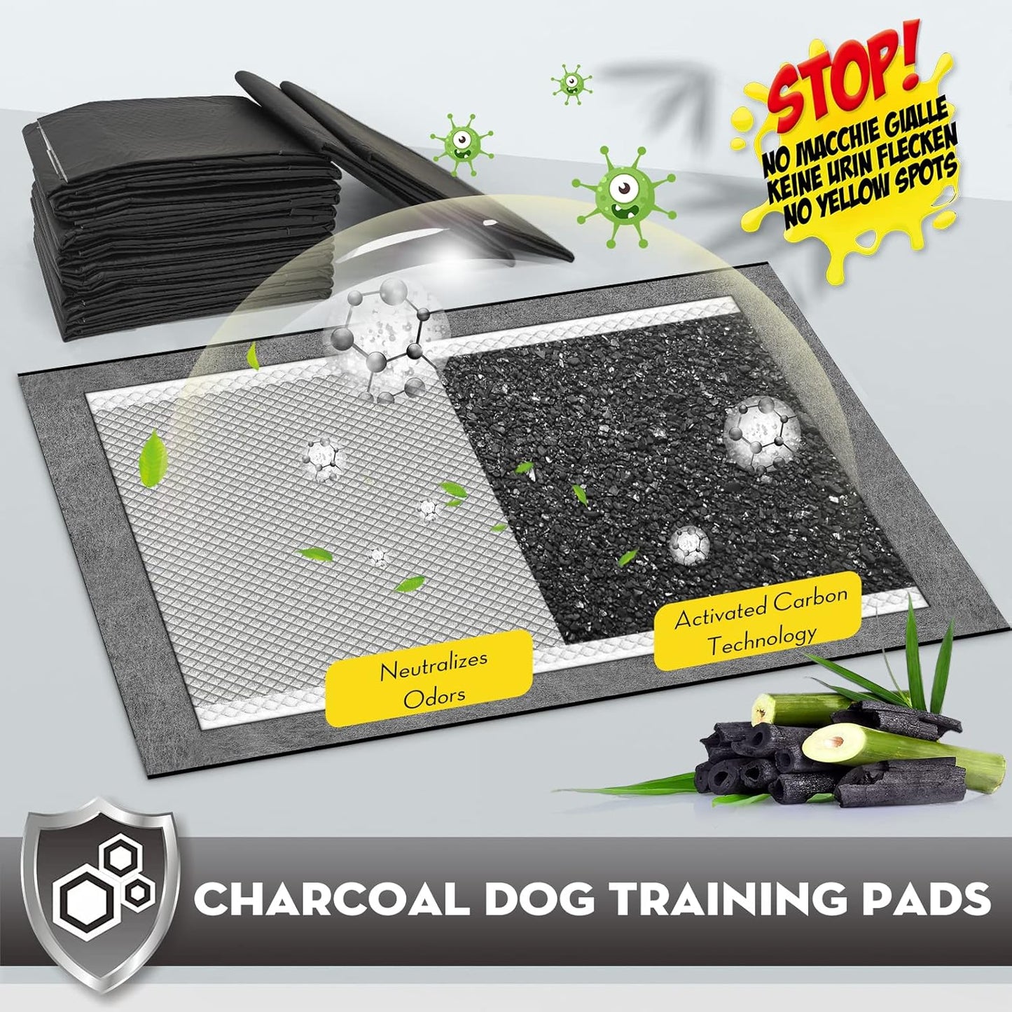 CROCI Puppy Pads 100 Count 36"x36" Jumbo Size Charcoal Pee Pads for Dogs, Super Absorbent Up to 11 Cups with 6-Layer Leak-Proof & Quick Dry Design Dog Pads 100 Pack, Disposable