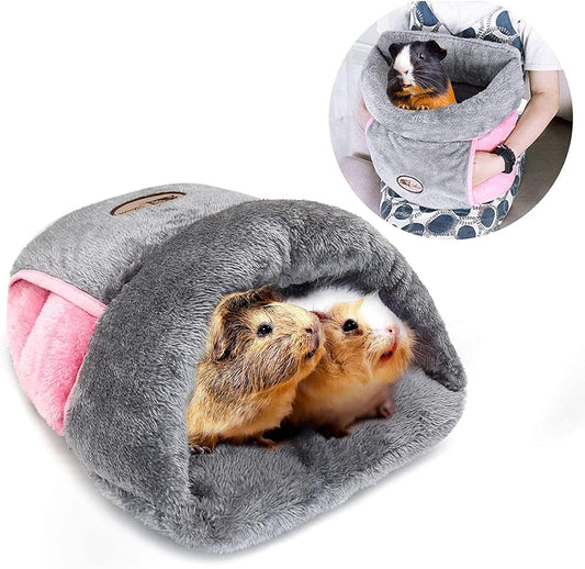 YUEPET Guinea Pig Bed Cuddle Cave Warm Fleece Cozy House Bedding Sleeping Cushion Cage Nest for Small Animal Squirrel Chinchilla Rabbit Hedgehog Cage Accessories Grey