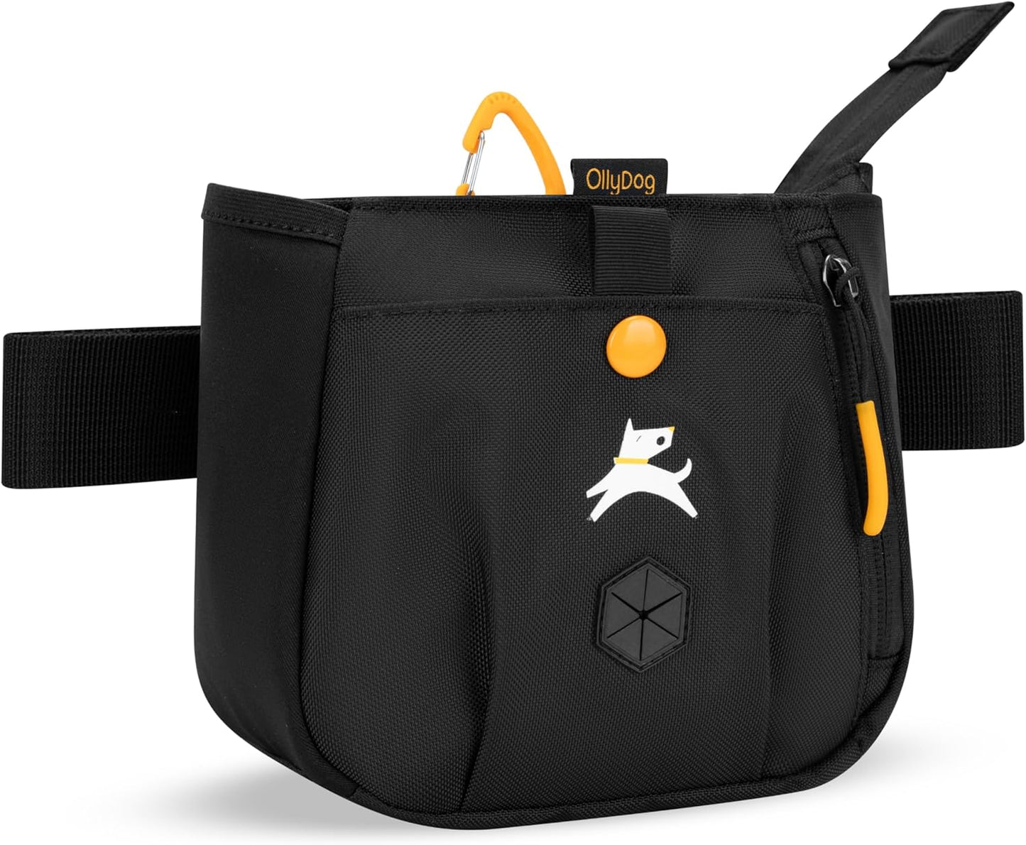 OllyDog Backcountry Day Bag | Hands-Free Dog Training Treat Pouch | Fanny/Hip Pack with Zipper Closure & Built-in Poop Bag Dispenser | Removable Waist Clip (Raven S'25)