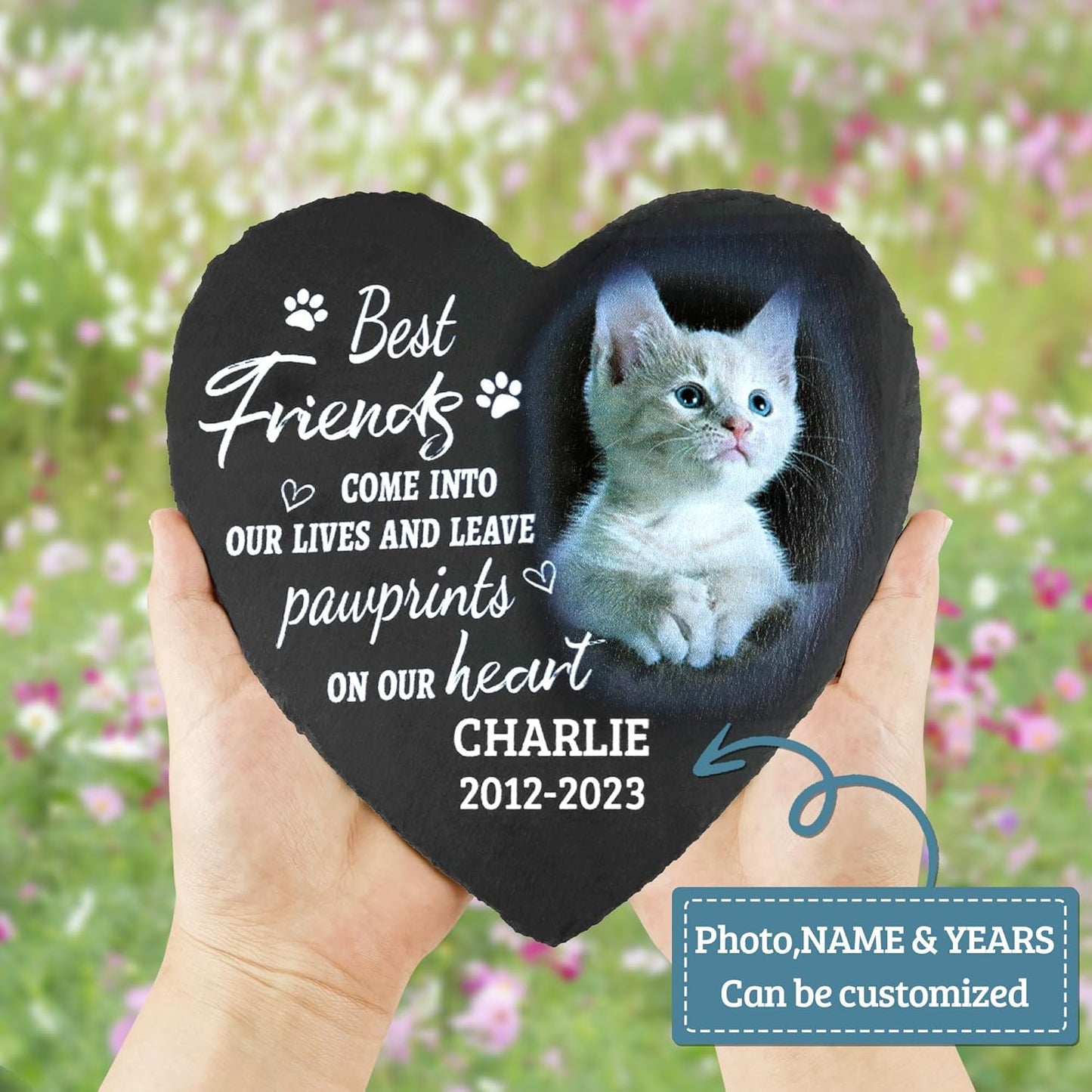 ODB Gifts for Loss of Cat, Cat Memorial Stone, Cat Memorial Gifts, Cat Loss Gifts, Cat Head Stones, Cemetery Decorations for Grave, Cat Grave Marker, Gifts for Cat Lovers (Cat)