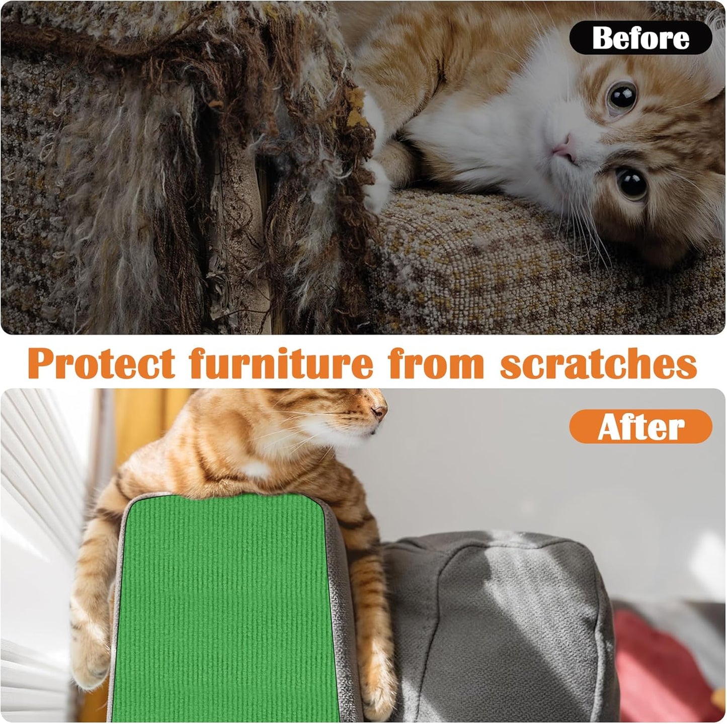 Cat Scratch Furniture Protector - 40" x 15.8" Trimmable Self-Adhesive Cats Claws Scratch Pads, DIY Cat Climbing Couch Protector for Scratch Post Cat Tree Replacement Indoor (Green)