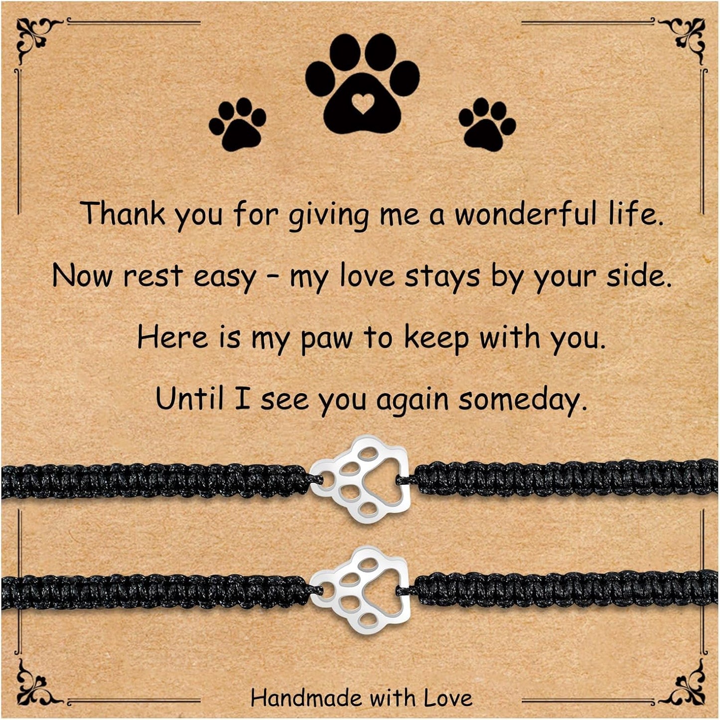 Dog Memorial Gifts for Loss of Dog Sympathy Gift, Paw Print Friendship Bracelets Dogs Passing Away Sympathy Gifts for Cat & Dogs Lover