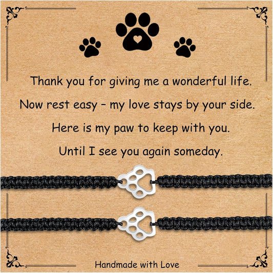 Dog Memorial Gifts for Loss of Dog Sympathy Gift, Paw Print Friendship Bracelets Dogs Passing Away Sympathy Gifts for Cat & Dogs Lover
