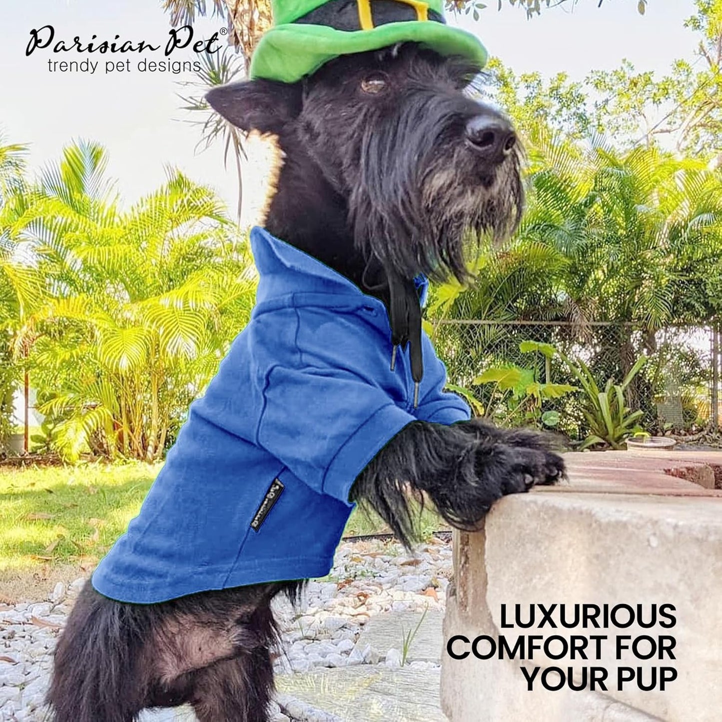 Parisian Pet Dog Polo Shirts - Breathable Cotton Shirt - Solid Blue, Summer Pullover - Button Up Collar Polo for Large Dogs 2XL