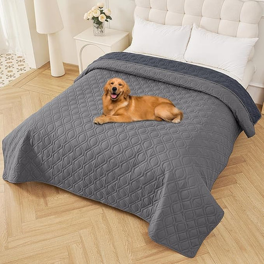 Smiry Waterproof Dog Blanket, 82x102 Inch Soft Pet Bed Cover Reversible, Washable Sofa Couch Furniture Protector for Small Medium Large Dog Puppy Cat, Grey/Dark Grey