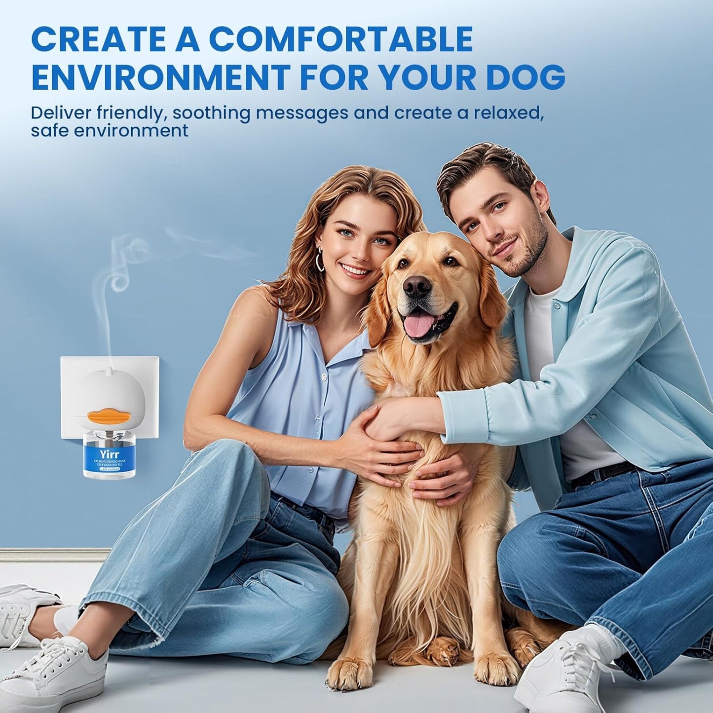 Dog Calming Diffuser, 8 in 1 Dog Pheromones Calming Diffuser, Relaxing Pheromone for Dogs Relief Stress Anxiety Reduce Aggression Barking, Help Train Dog to Pee, 2 Diffuser 6 Refill(48ml)